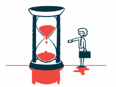 An illustration of an hourglass suggests time passing.