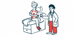 Illustration of doctor consulting with patient.