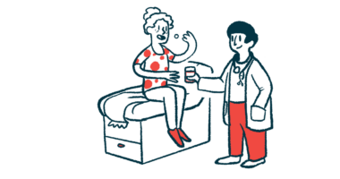 An illustration of a doctor consulting with a patient.