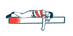 An illustration of a person lying on stomach, looking fatigued.