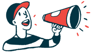 A person is shown making an announcement using a megaphone.