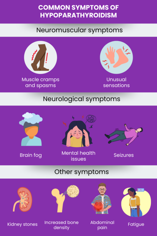 Common symptoms of hypoparathyroidism